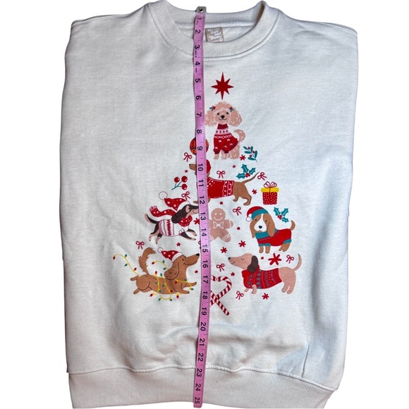 Dog Christmas Tree Sweatshirt • Holiday Puppies Graphic Cozy Crewneck - Picture 3 of 6